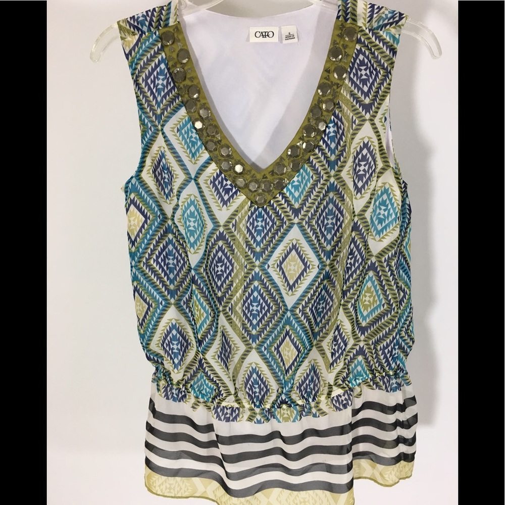V neck blouse Brand Cato Sz Sm polyester